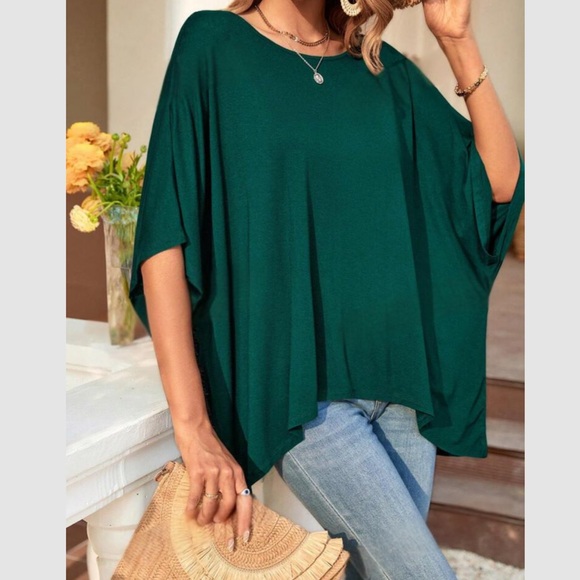 Boho hot pink batwing sleeve loose fit comfy top - Picture 3 of 12